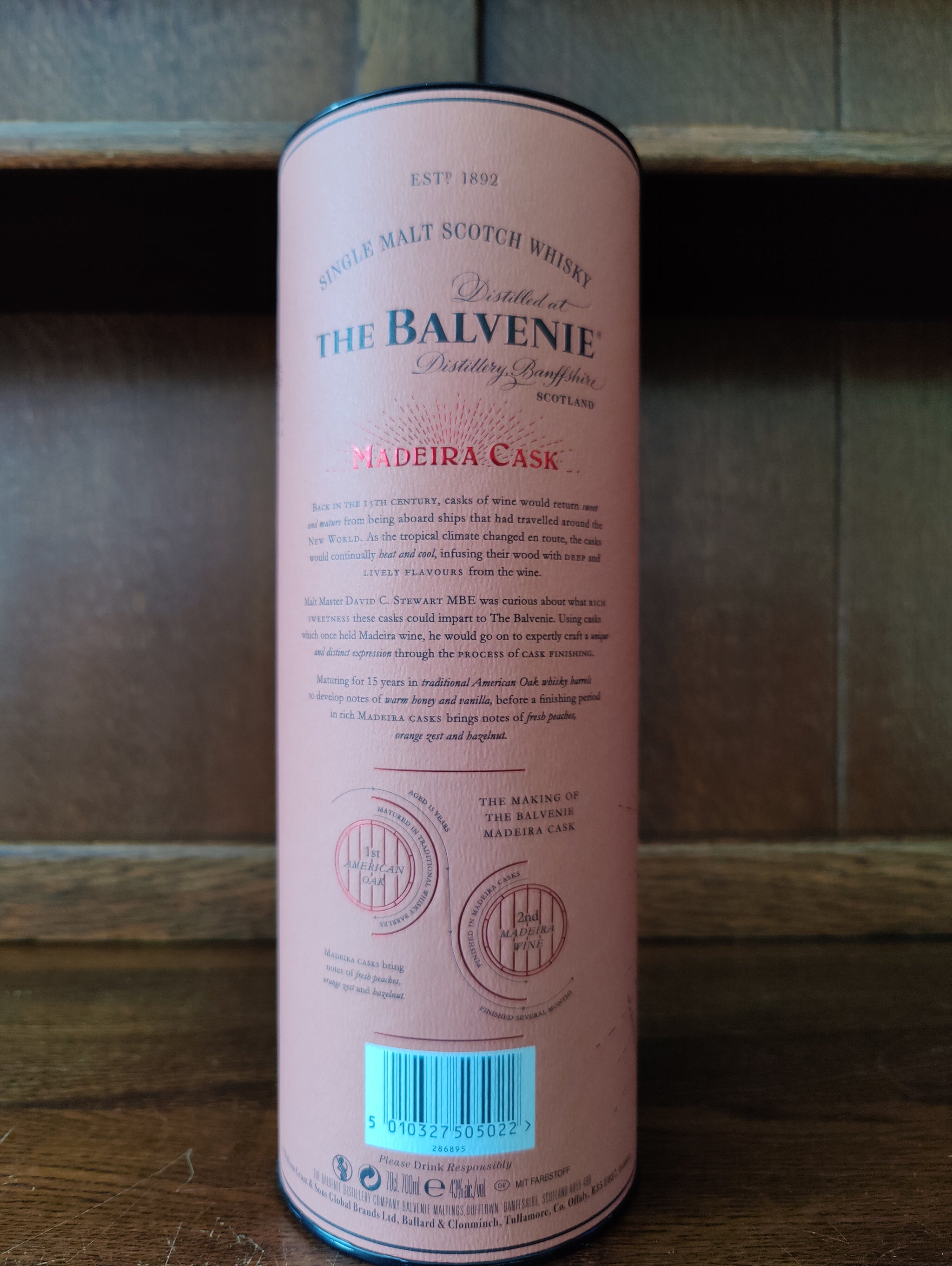 Balvenie Madeira Cask 15yr Scotch Single Malt Whisky 43%ABV 70cl